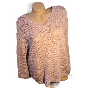 Chiaramente Rose Gold V Neck Knit Sweater Size M